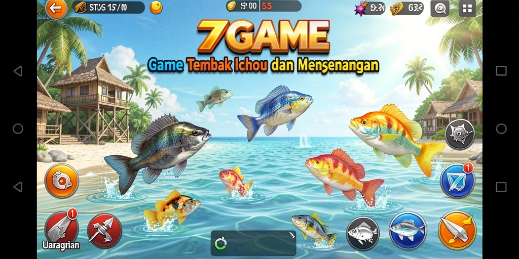 Gameplay seru di 7GAME dengan berbagai jenis ikan.