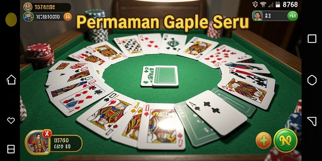 Screenshot permainan Gaple menampilkan aksi seru antar pemain.