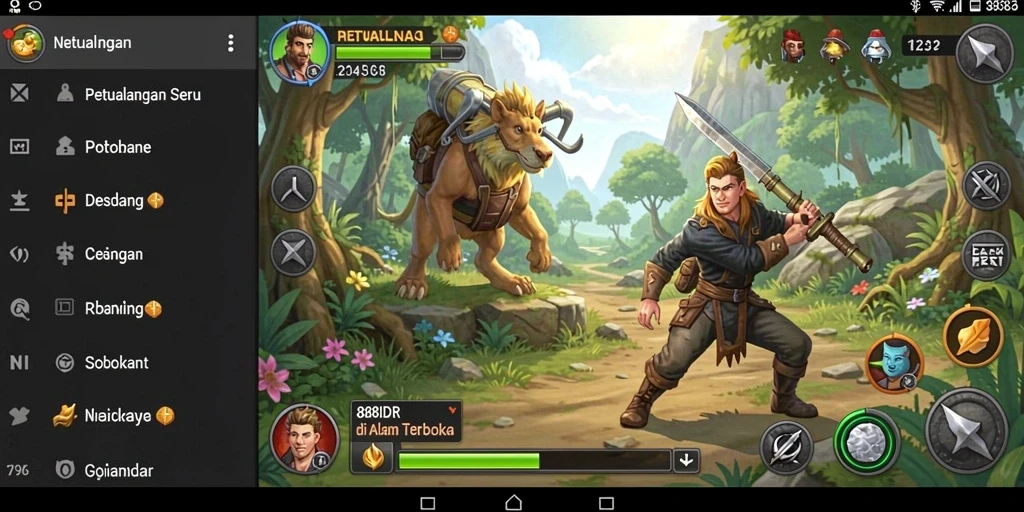 Screenshot menunjukkan petualangan mendebarkan di dunia 888IDR.