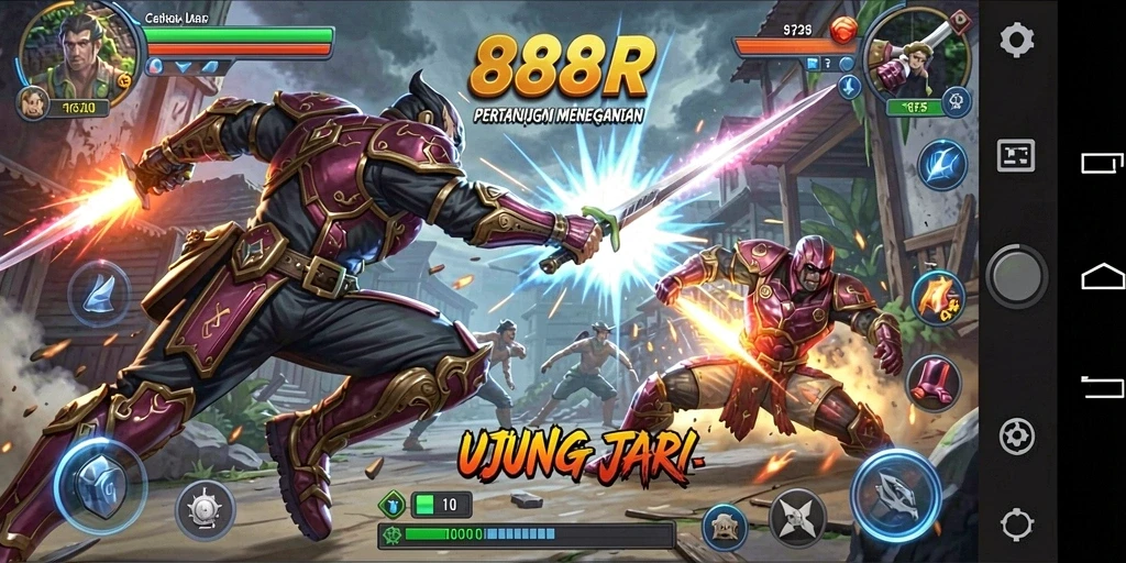 Tampilan gameplay <strong>888R</strong> saat pertarungan yang mendebarkan.