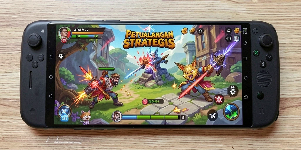 Tampilan gameplay dinamis dari ADAM77 menunjukkan pertempuran SLG yang mendebarkan.
