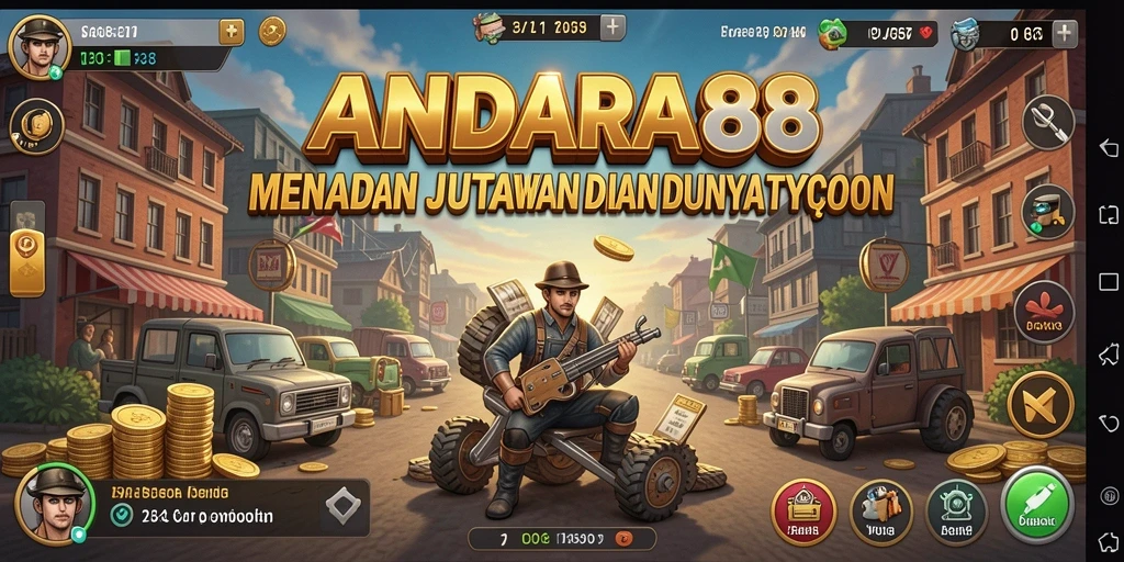Tampilan gameplay ANDARA88 yang menarik dengan elemen Tycoon.