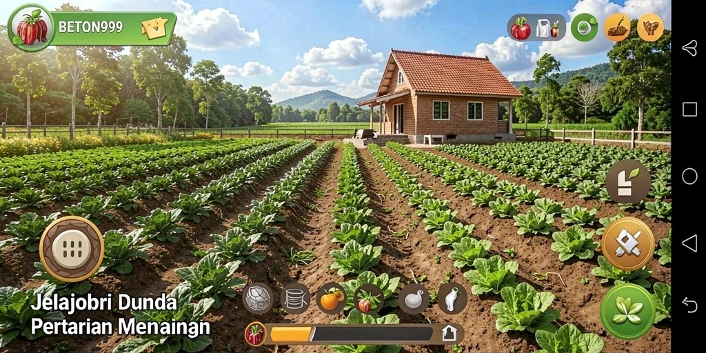 Gambaran gameplay BETON999 dengan pemandangan pertanian yang indah.