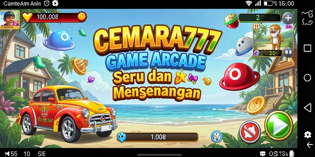 Screenshot gameplay seru CEMARA777 dengan tantangan Arcade yang menarik.