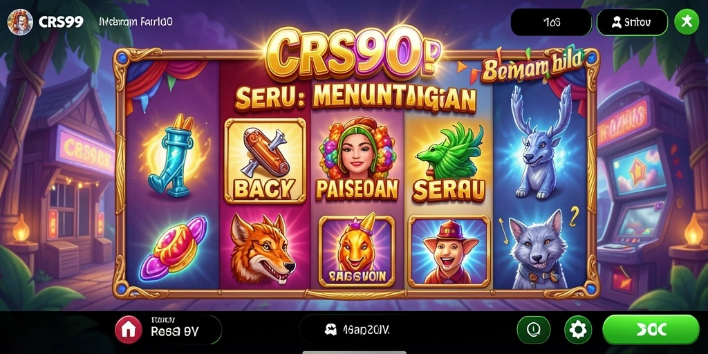 Tampilan gameplay menarik dari CRS99 dengan berbagai tema slot.