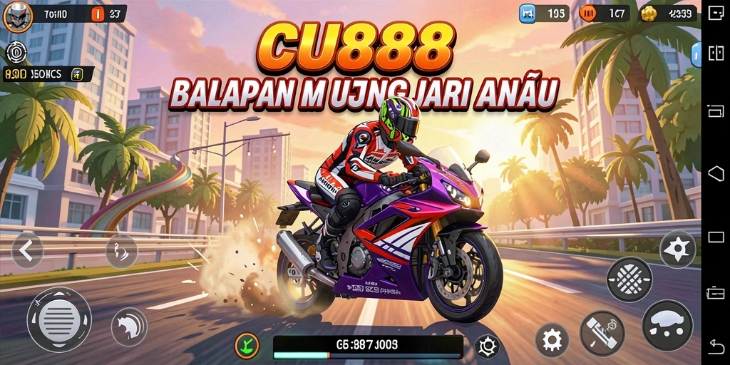 Gameplay seru dengan balapan motor yang mendebarkan.