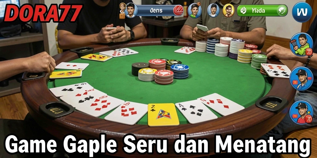 Tangkapan layar menunjukkan gameplay seru DORA77 dalam permainan Gaple.