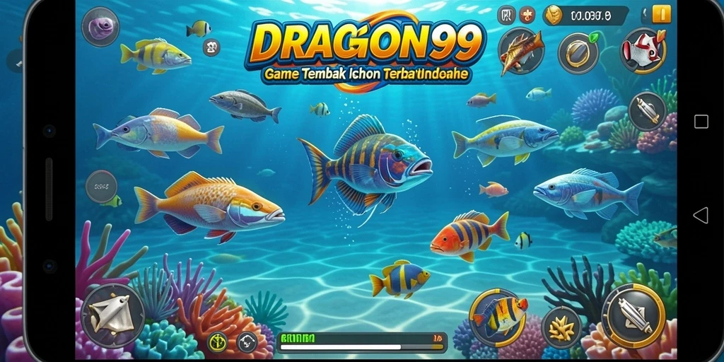 Screenshot gameplay DRAGON99 menampilkan aksi seru menangkap ikan.