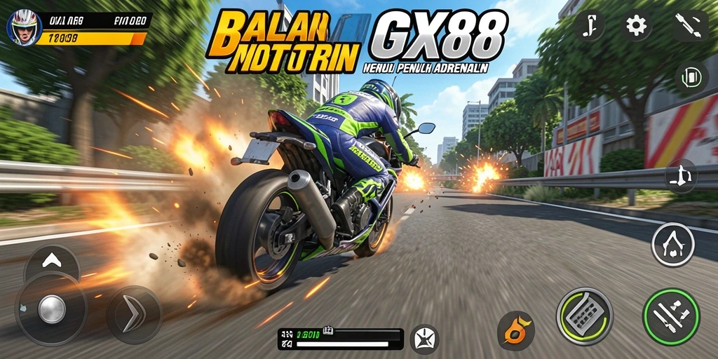 Gameplay seru dari GX88 saat balapan motor.