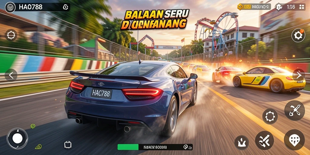 Tampilan seru gameplay balapan HAO788 yang mendebarkan.