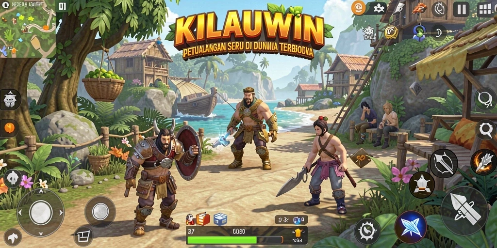 Screenshot gameplay KILAUWIN menampilkan dunia terbuka yang luas dan indah.