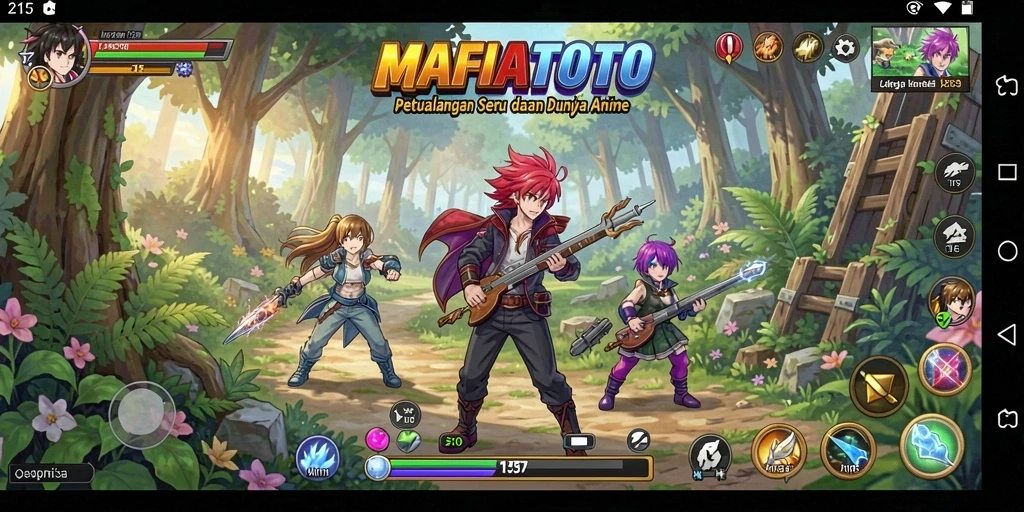 Tampilan gameplay MAFIATOTO yang penuh aksi dan karakter anime menarik.