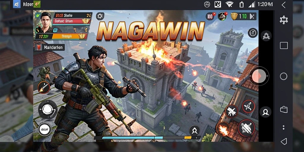 Tampilan gameplay NAGAWIN yang mendebarkan dalam pertahanan menara.