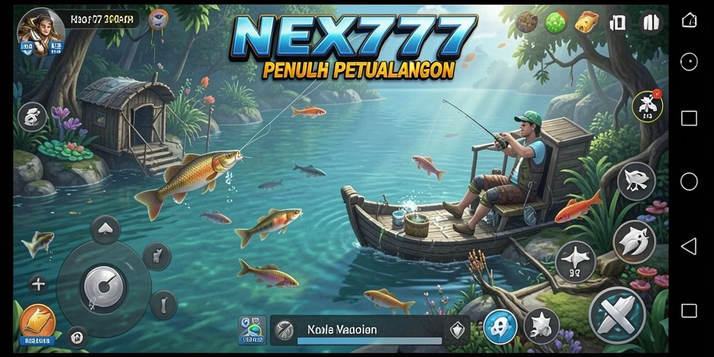 Screenshot gameplay NEX777 menampilkan aksi memancing yang seru.