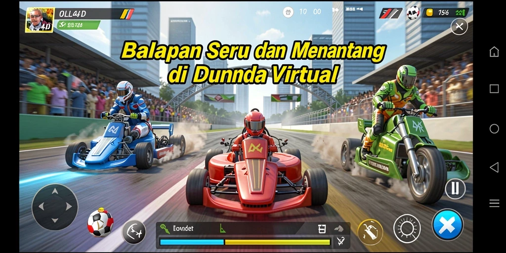Screenshot menunjukkan mobil balap melaju kencang di trek menantang.
