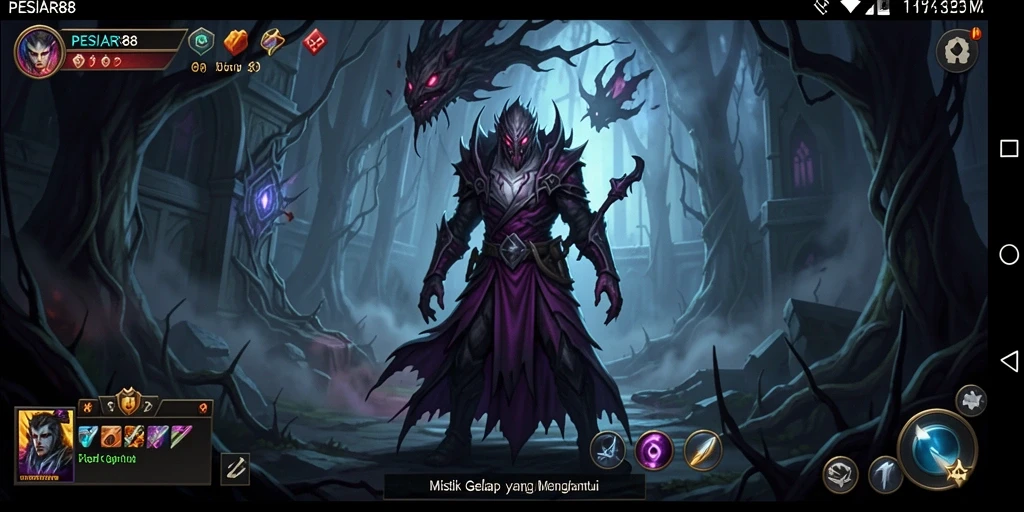 Tangkapan layar gameplay PESIAR88 menampilkan suasana mencekam dan elemen horor yang kuat.