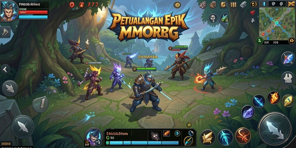 Tampilan gameplay mendalam PRG007 di dunia MMORPG yang luas.