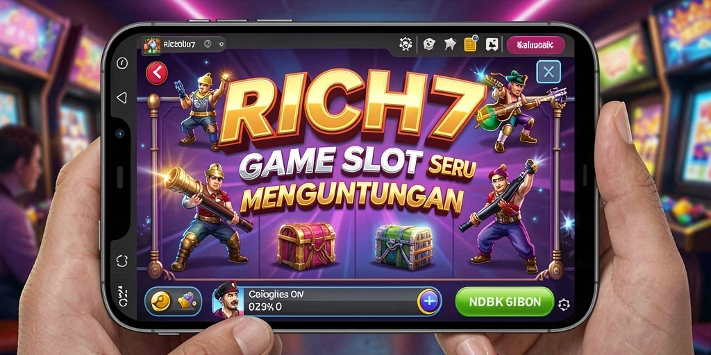 Screenshot gameplay RICH7 menunjukkan momen menang yang mendebarkan.