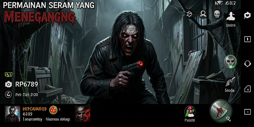Screenshot gameplay RP6789 dengan suasana yang menyeramkan dan mencekam.