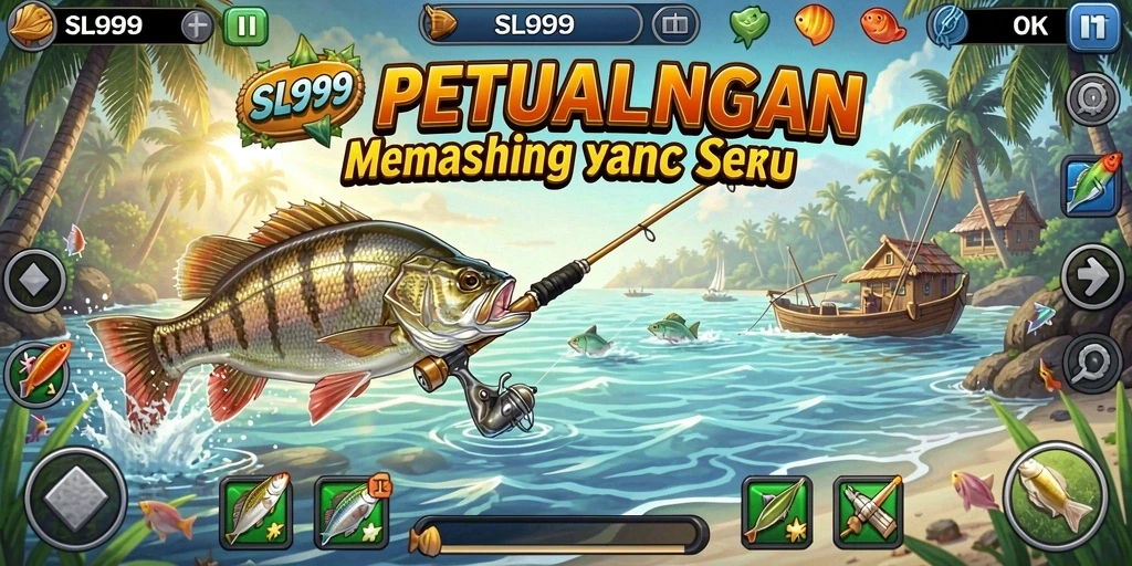 Gameplay menarik SL999 menampilkan petualangan memancing yang seru.