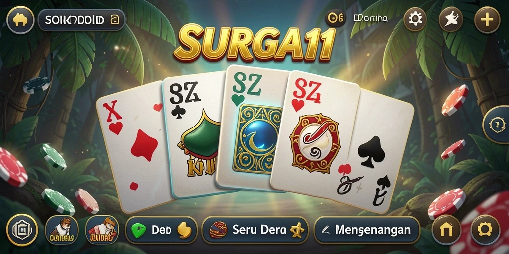 Tampilan gameplay seru di SURGA11, dengan kartu Domino yang beragam.