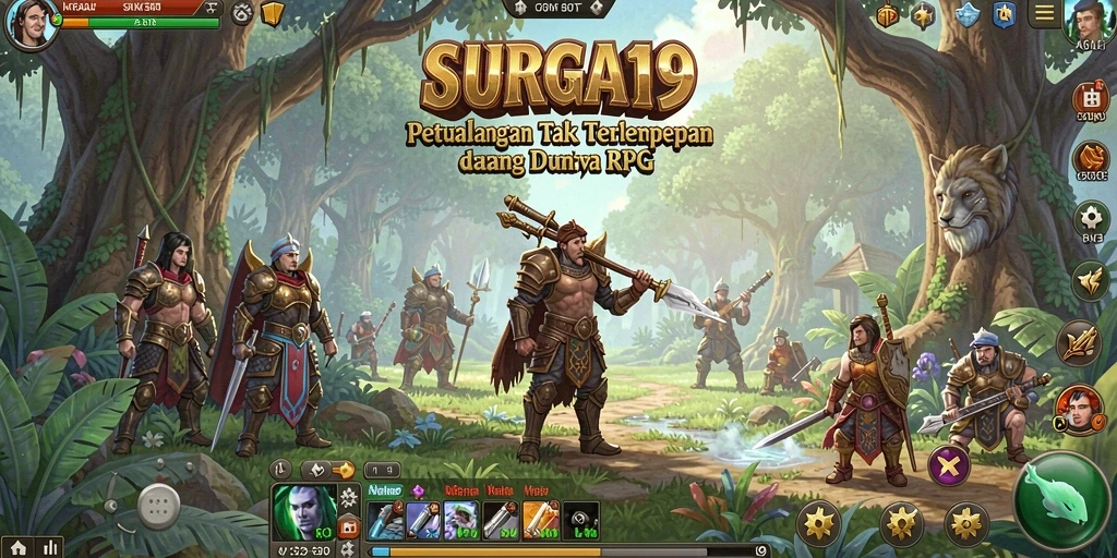 Screenshot menunjukkan pertarungan seru di dunia RPG SURGA19.