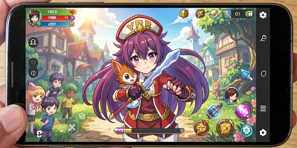Screenshot gameplay YYRR dengan karakter Anime yang menarik.