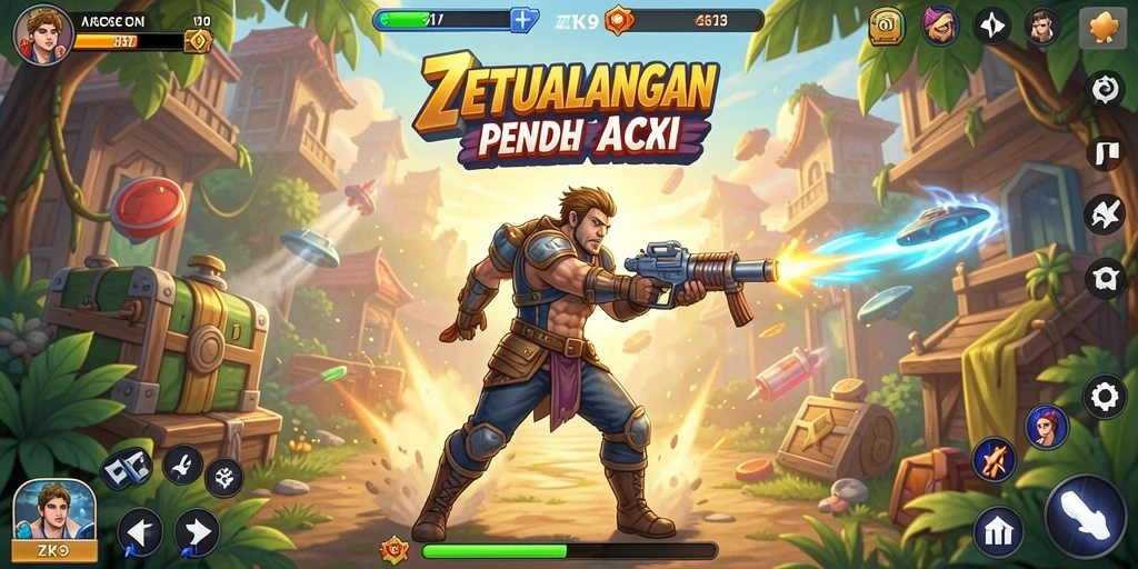 Screenshot menampilkan intensitas gameplay Arcade ZK9 yang mendebarkan.